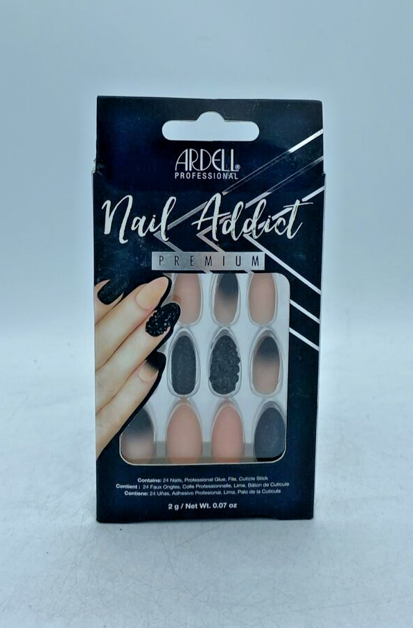 Ardell Professional Nail Addict False Nails -Black Stud & Pink Ombré B22