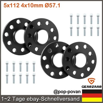Spurplatten Spurverbreiterung 5x112 Ø57.1 Distanzscheiben 4x10mm Für VW Bora 1J2