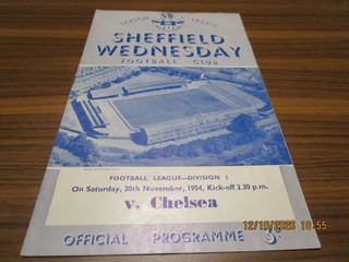 SHEFFIELD WEDNESDAY v CHELSEA (CHAMPIONS SEASON) 1954/5 NOVEMBER 20th