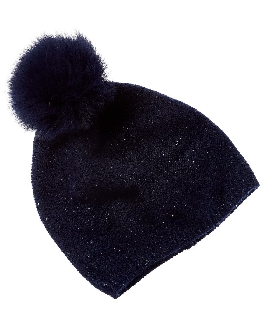 Sofiacashmere Lurex Lattice Stitch Cashmere Hat Womens Navy 13890₽