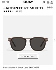 Brand New Quay Jackpot Remixed Black Frame/Lens Sunglasses