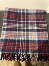 Vtg St. Moritz Carldyke Plaid Wool Blanket 100 Wool 41x38 Good Condition