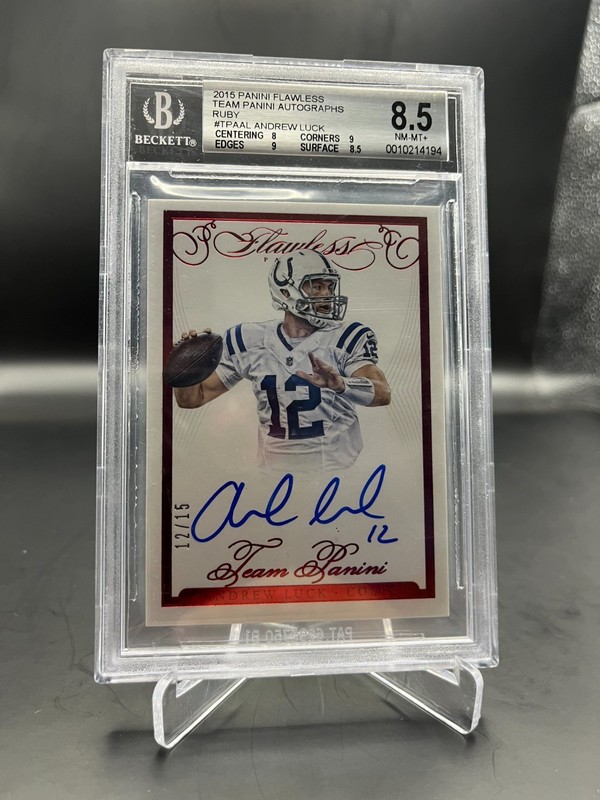 2015 Panini Flawless - Andrew Luck - /15 - TPA-AL - Beckett 8.5 - Auto 10 - Ruby