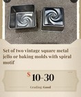 Set of 2 Vintage Original Square Metal Jello Molds, Silver Swirl, MCM — photo 2