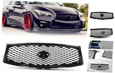 Front Bumper Upper Grill Gloss Black Mesh Grille 2014-2017 W/ Camera Hole