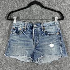 Levis Strauss Co. Denim Shorts Distressed Mid Wash Blue Womens Size 26 2806