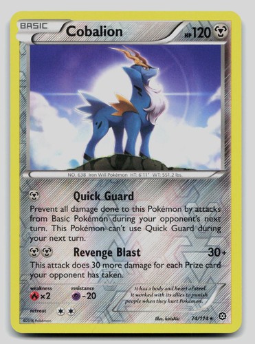 Cobalion 74/114 Rare Steam Siege Pokemon Reverse Holo Lightly Played