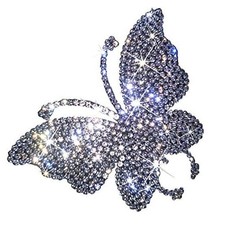 2 PCS Crystal Car Decoration Stickers Butterfly Bling Crystal Rhinestone White