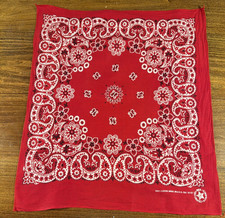 Vintage Red 100 Cotton Paisley Bandana Made in USA RN 15187