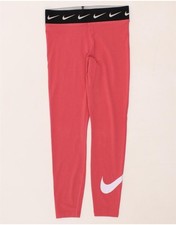 NIKE Womens Graphic Leggings UK 14 Medium Pink Cotton CP15