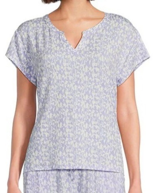 Nottibianche Pajama Lounge Top NWT Light Blue Short Sleeve Lighweight Size L