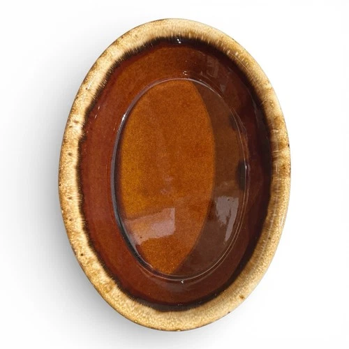 Hull Pottery Oven Proof Brown Drip Glaze 10" Oval Casserole Serving Dish