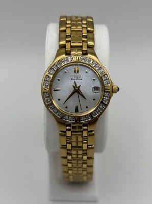 Citizen Eco-Drive Women s Watch Gold Tone Mother Of Pearl Dial E011-S031085 HSB