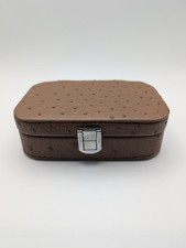 Brown Faux Leather Travel Size Jewelry Box Holder With Mirror Brand New