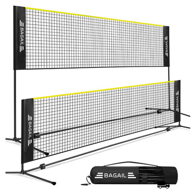 BAGAIL Badminton Net Foldable Nylon Net Height Adjustable Stand Carry Bag Easy