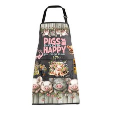 Funny Pig Gifts BBQ Grilling Apron for Pig Lovers Gifts Pigs Make Me Happy Pi...