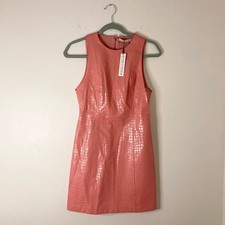 Alice + Olivia Daven Faux Croc-Effect Leather Mini Dress Pink 2 NWT Barbiecore