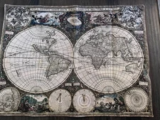 Vintage World Map Tapestry Wall Hanging Nova Totius Terrarum Orbis Map Print