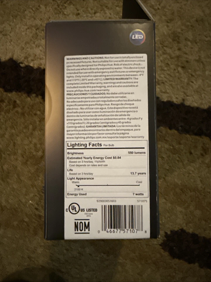 Phillips Hue 571075 Smart 40W Equivalent A19 Filament LED Bulb - 2 Pack - Image 3 of 4