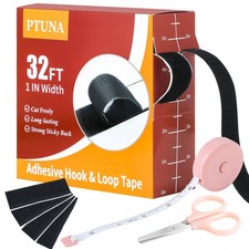32Ft 1 Inch Hook and Loop Tape with Adhesive Back, Heavy Duty Double Sided A...
