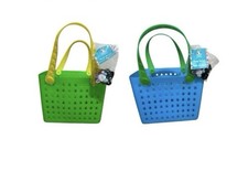 2X VIRAL EASTER MINI BOGG TOTE BASKETS BLUE, GREEN, W/ CHARMS NEW