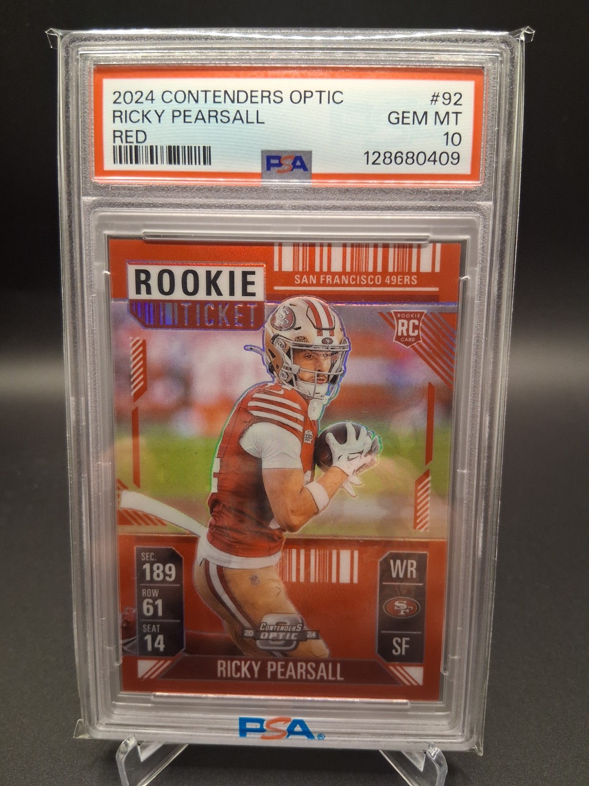 2024 CONTENDERS OPTIC RED #92 RICKY PEARSALL 7/199 PSA 10 COLOR MATCH!!!
