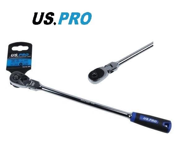 US PRO 1/4"" FLEXI HEAD RATCHET LONG FLEXIBLE HEAD REVERSIBLE QUICK RELEASE 4240