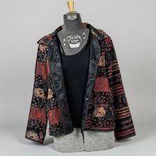 EUC-VTG Y2K Coldwater Creek Reversible Tapestry Art-2-Wear Jacket Earthy/Black L