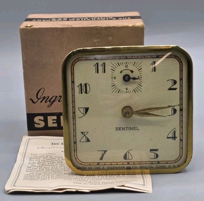 VINTAGE Ingraham Sentinel Clock - Original Dog Box & Manual - Parts/Repair
