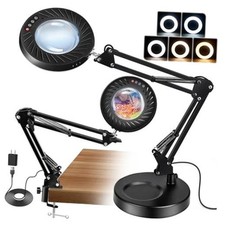 12X Magnifying Glass with Light and Stand - 144 LED Real Glass Desk Magnifying