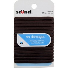 5 Pack Scunci No Damage Hair Elastics, Brown, 14 Ct