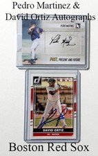 David Ortiz Autographed Card and Pedro Martinez Autographed Baseball Card SET