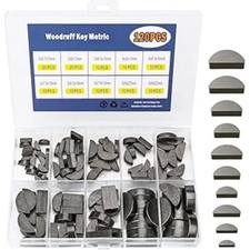 120pcs Woodruff Key Assortment Kit, 10 Popular Sizes of Half Moon Keys, Keyway a