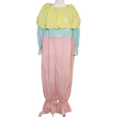 Vtg Handmade Professional Circus Clown Costume Jumpsuit Pastel Colorblock Adult