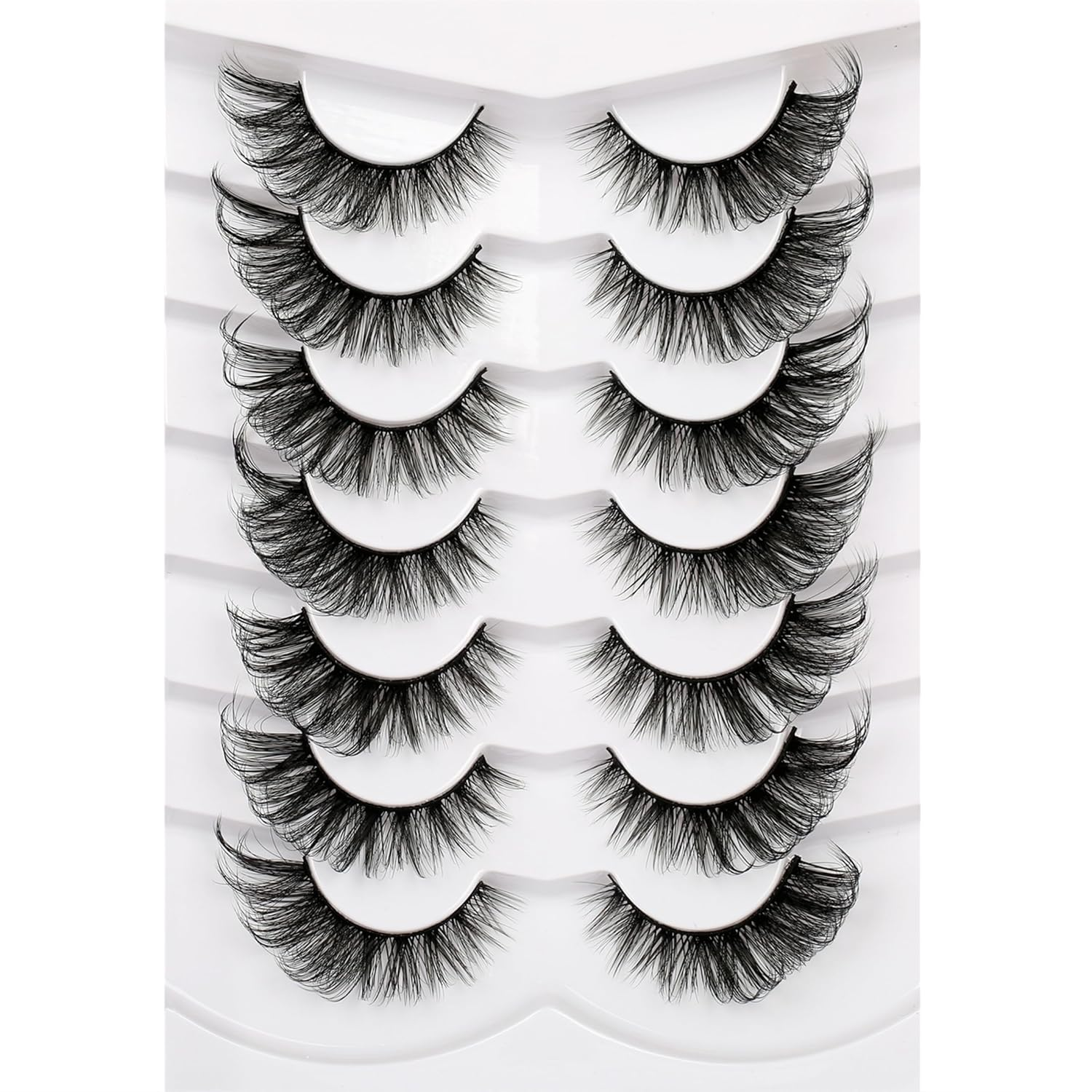 Poolunch False Eyelashes Cat Eye Lashes 8D Volume Wispy Natural Crossed Fake Eye