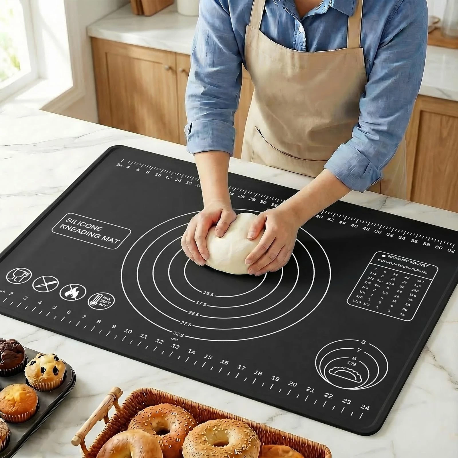 Silicone Pastry Mat 28" x 20" Extra Thick Silicone Baking Mat with Measuremen...
Opens in a new wind
