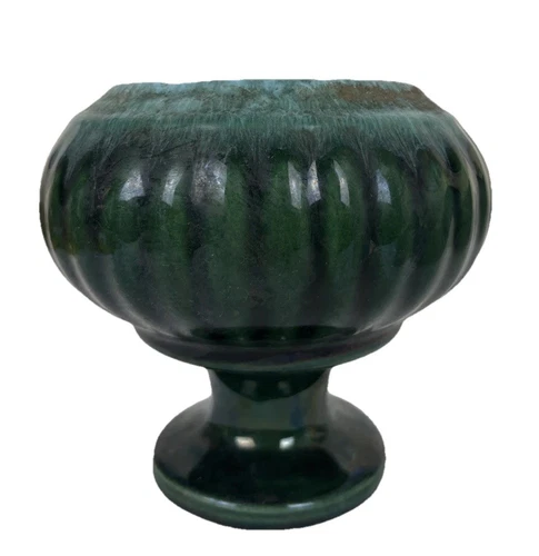 Vintage Hull USA # B12 Hunter Green Drip Glaze Pedestal Planter