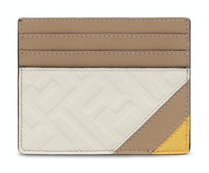 fendi beige brown ff logo embossed monogram leather card holder business wallet ebay fendi beige brown ff