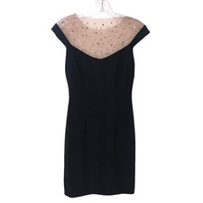 Betsy Adam Illusion Yoke Rhinestone Embellished Cocktail Dress 2 NWT