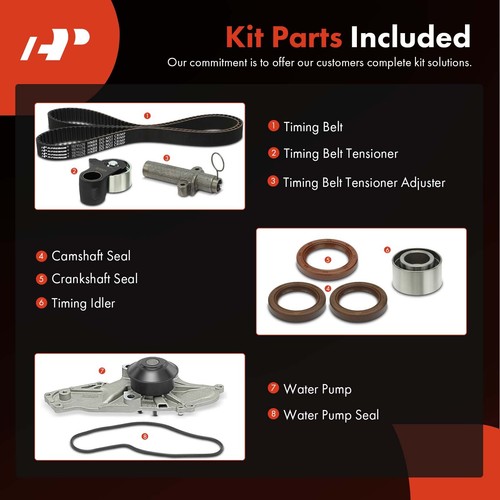 9x Timing Belt Kit & Water Pump for Acura CL 2001-2003 MDX Honda Odyssey Pilot - Picture 3 of 12