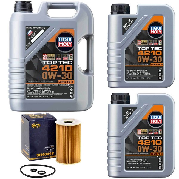 MotoröL Set 4210 0W-30 Liqui Moly 7 Liter + ÖLfilter FüR VW Crafter 30-50 30-35-image