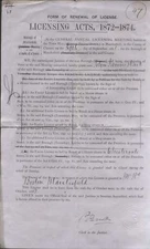 1882 MACCLESFIELD, CHESTERGATE, JOHN J. SLACK, LICENCE, TO SELL SWEETS.