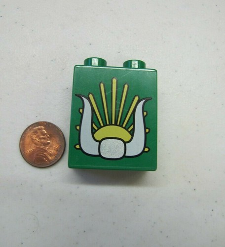 Lego Duplo GREEN INDIAN BUFFALO HORNS Specialty PRINTED BLOCK Western Part - Picture 3 of 3