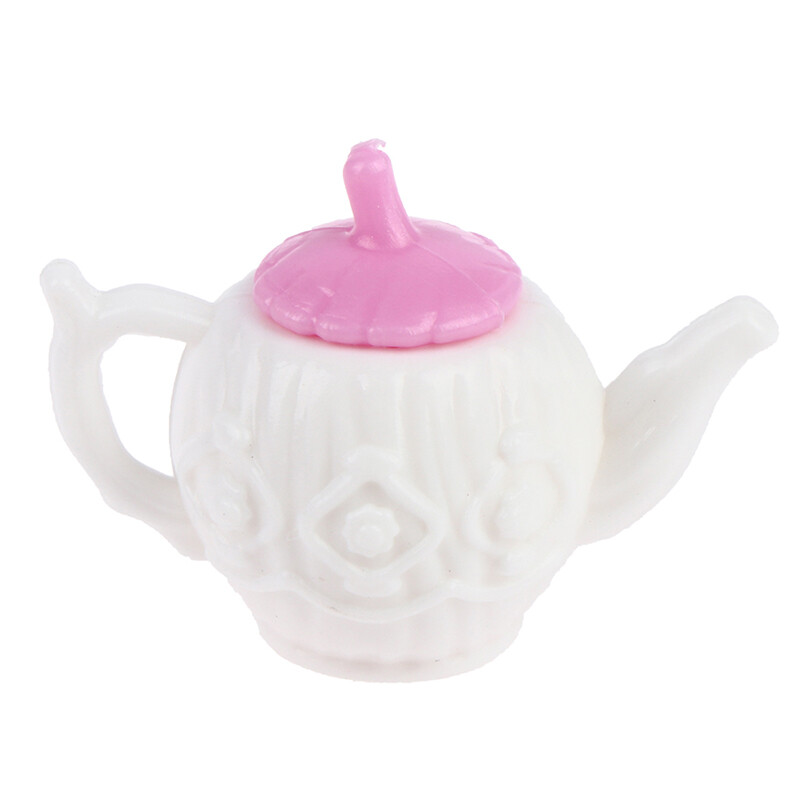 Dollhouse Miniature Tea Pot Kettle Coffee Cup Saucer 3pc Set Accessori