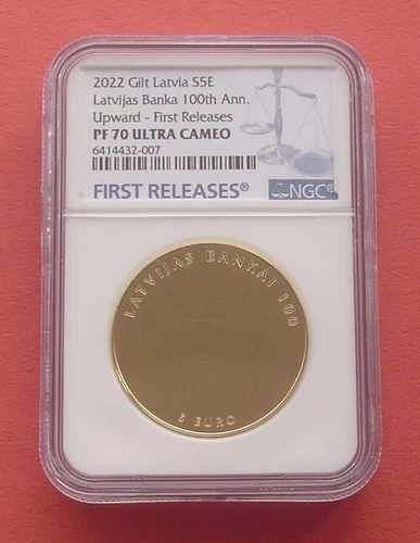 Latvia 2022 Latvijas Banka 100th Anniversary-Upward 5 Euro Silver Coin NGC PF70