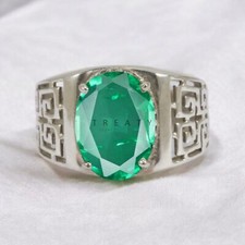 Emerald Oval Cut Gemstone With 925 Sterling Silver Ring For Men's 930