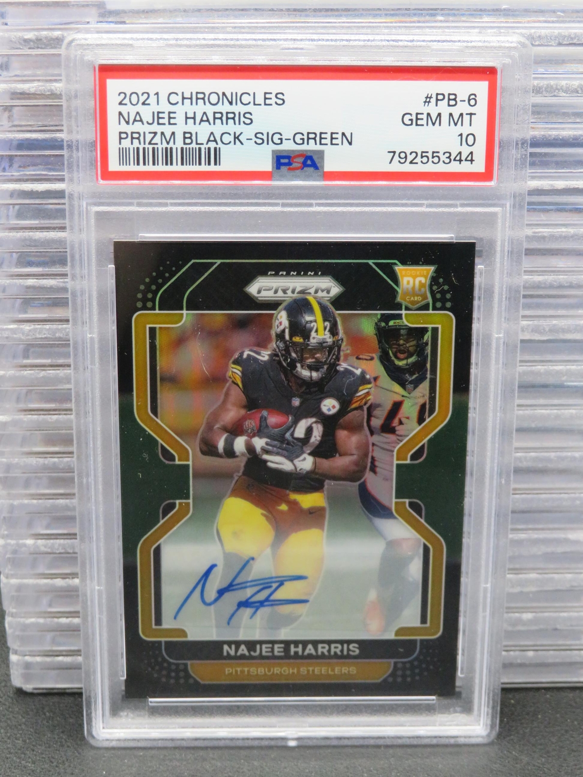 Najee Harris Panini Chronicles Prizm Black #PB6 Signature-Green