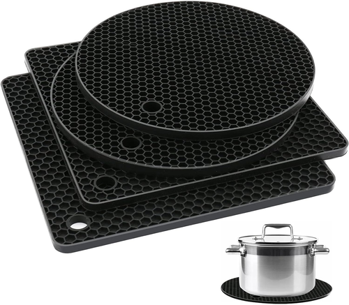 Silicone Trivet Mats Hot Pads for Kitchen Trivet Black 4PCS - Picture 11 of 11