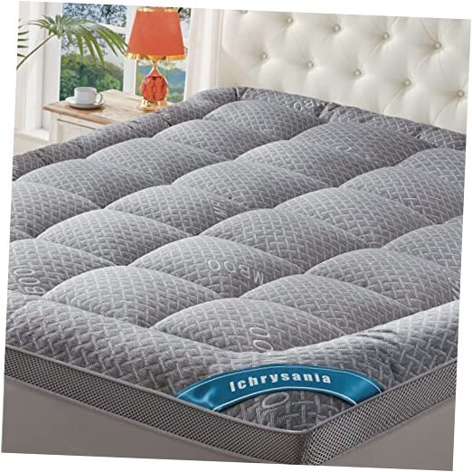 Mattress Topper Cooling Viscose Mattress Toppers Extra Thick Queen Gray