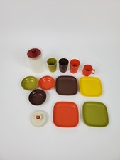 VTG Tupperware Toys Dish Play Set 3 Bowls 4 Plates 3 Cups 1 Mug 1 Pitcher 2 Lids